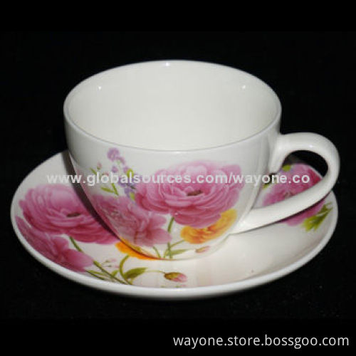 6-set 220cc Ceramic Tea Set in Printed Gift Box, Rose Design, Ideal for Gifts, Food Safe